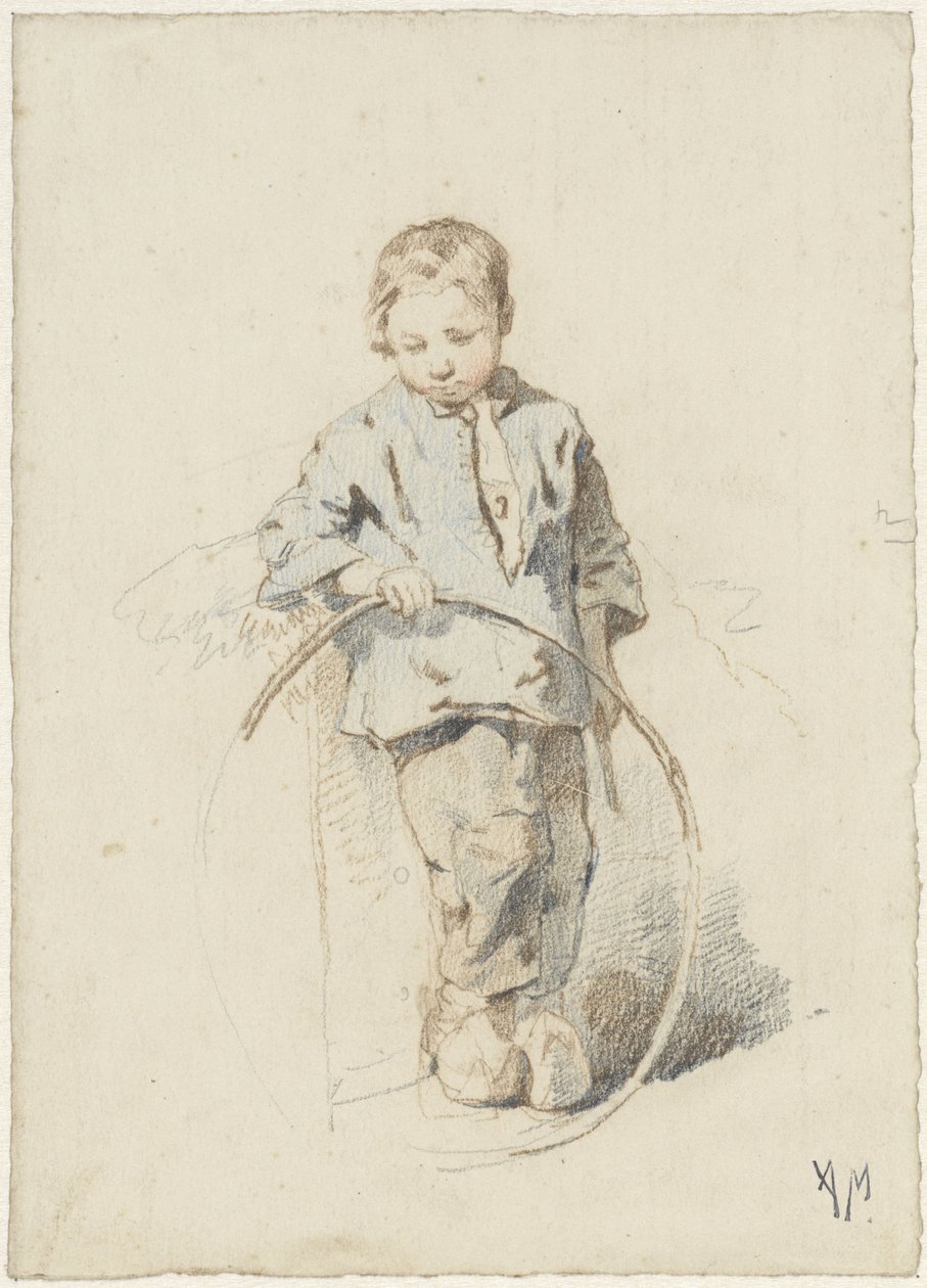 Ragazzo in piedi con un cerchio da Anton Mauve