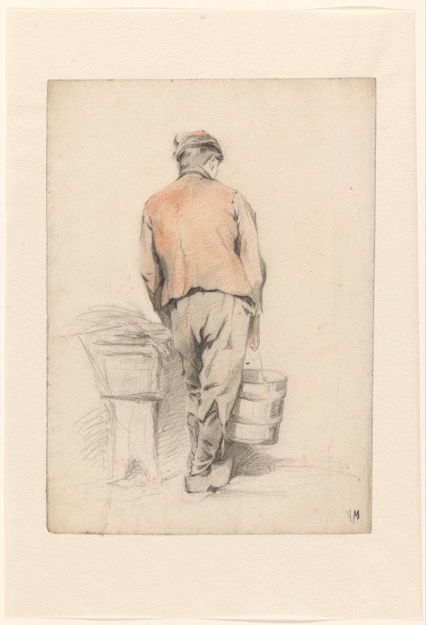 Ragazzo in piedi con secchio, visto di spalle da Anton Mauve