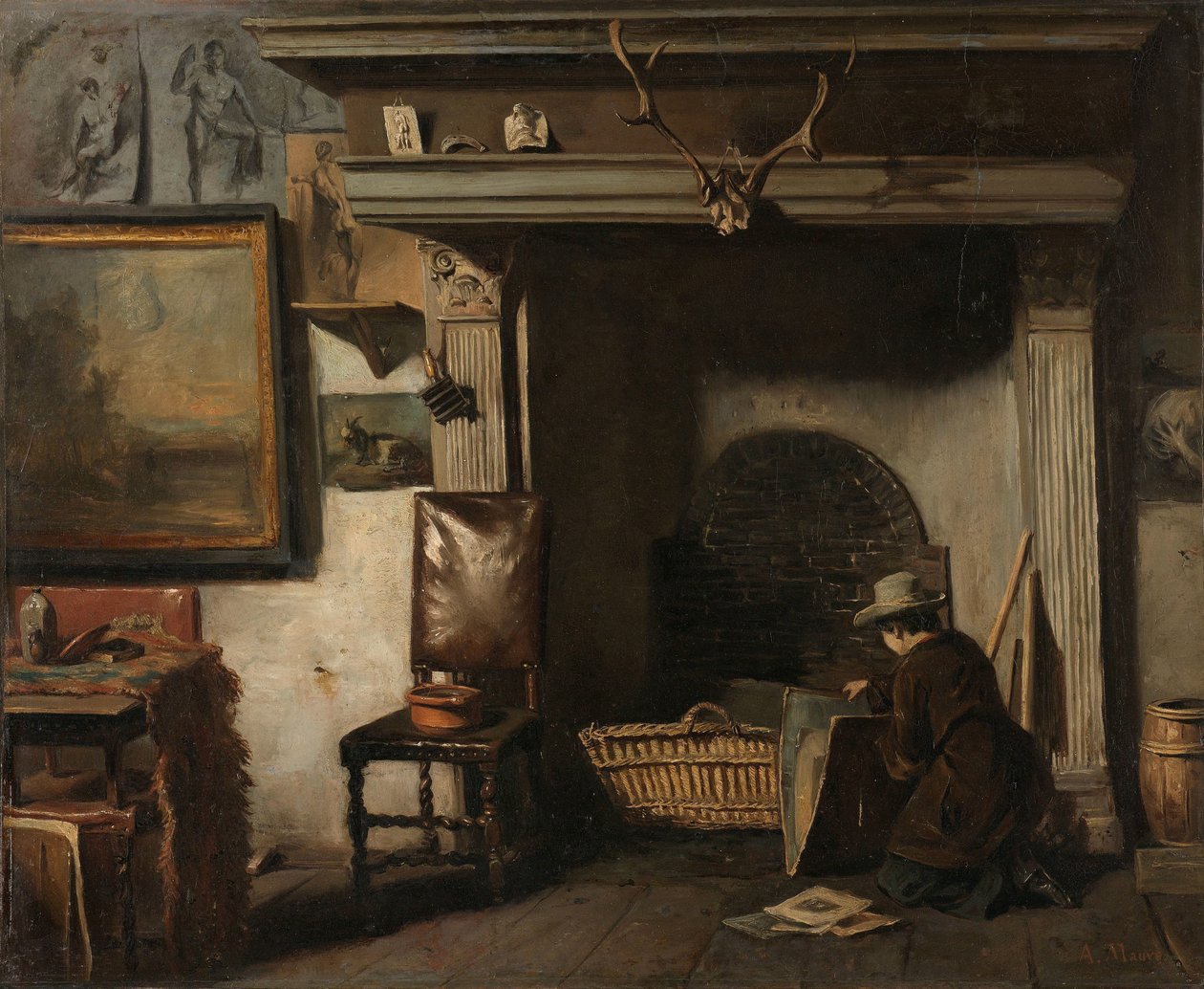 Lo studio del pittore di Haarlem Pieter Frederik van Os da Anton Mauve
