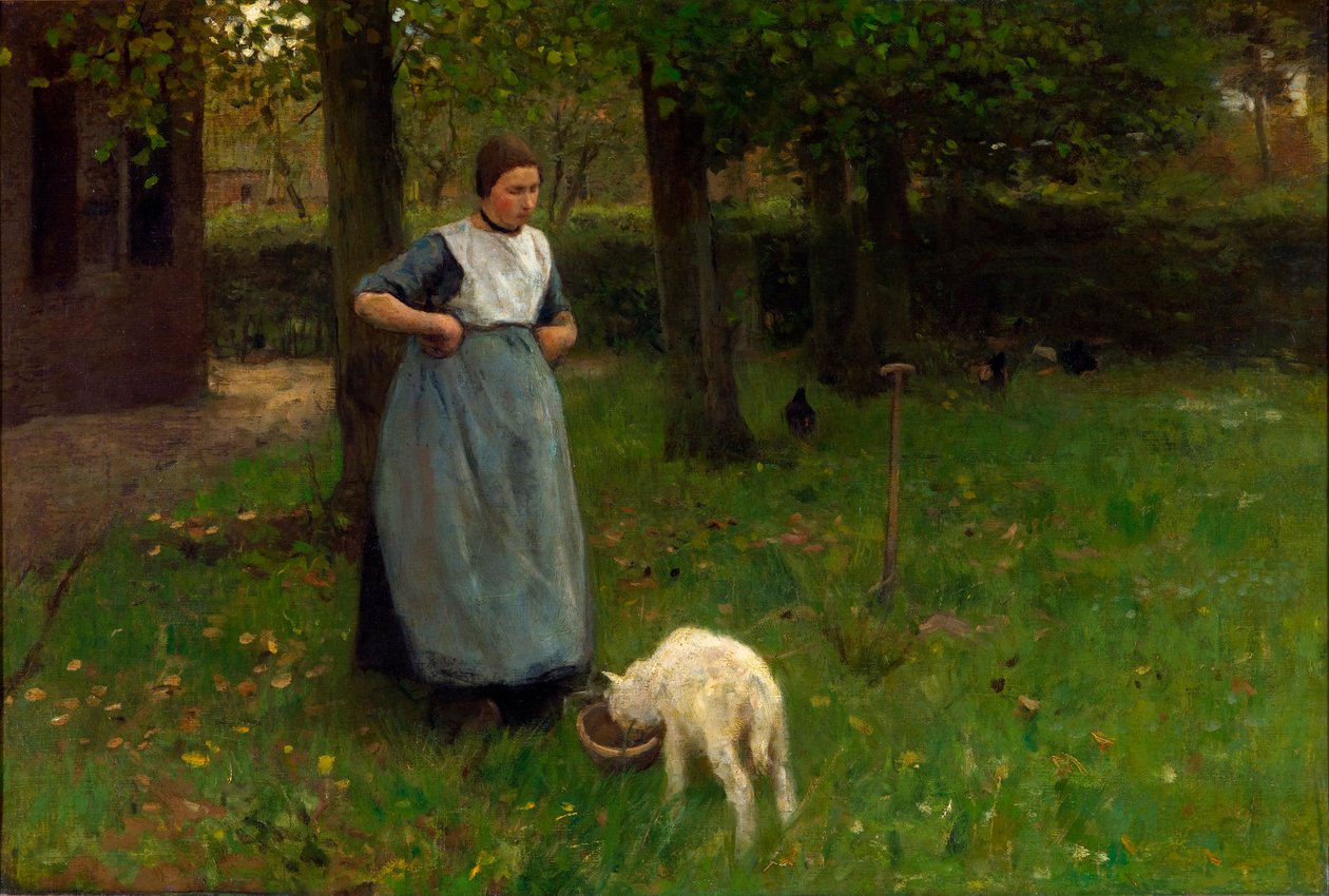 Donna di Laren con agnello da Anton Mauve