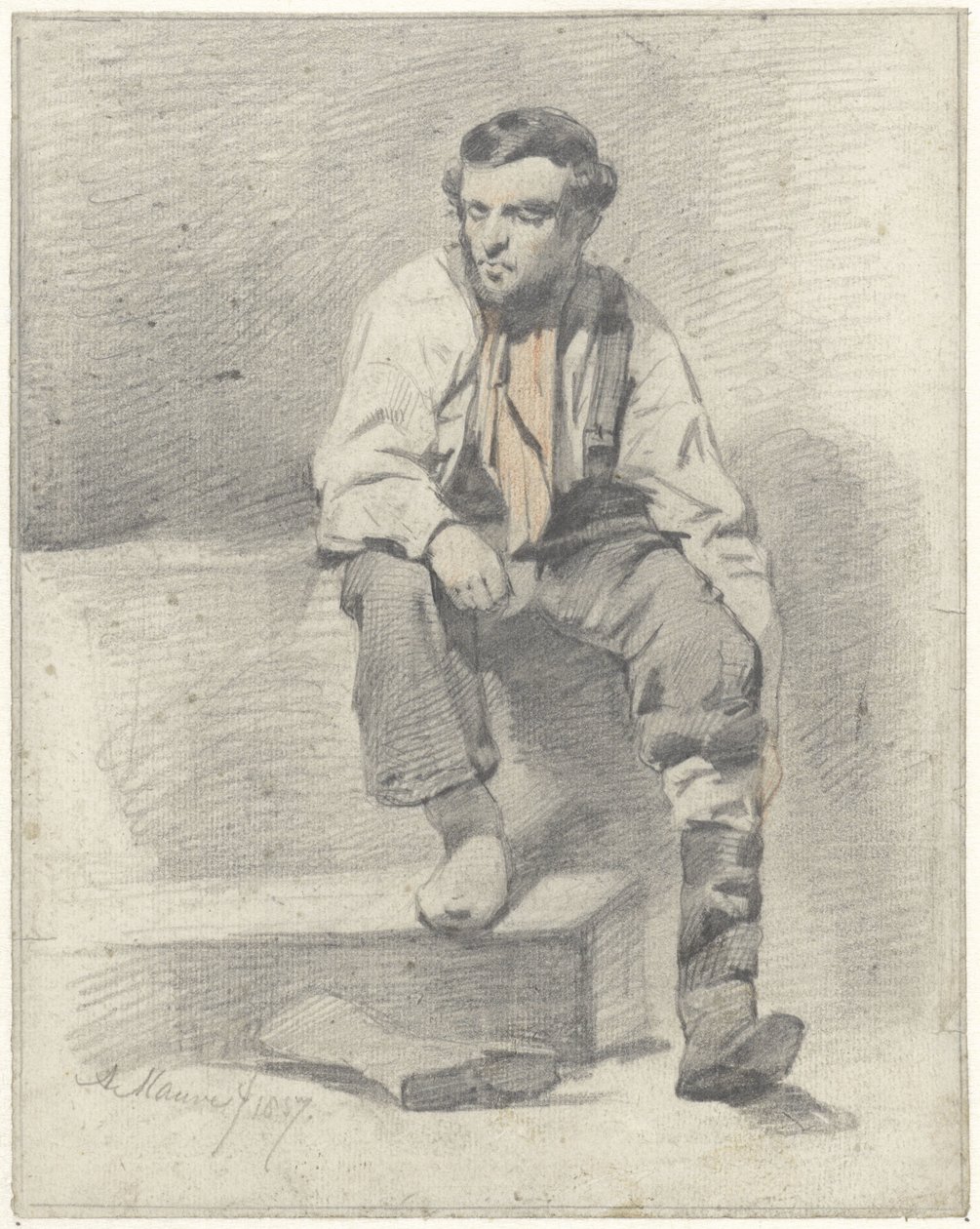Lavoratore seduto da Anton Mauve
