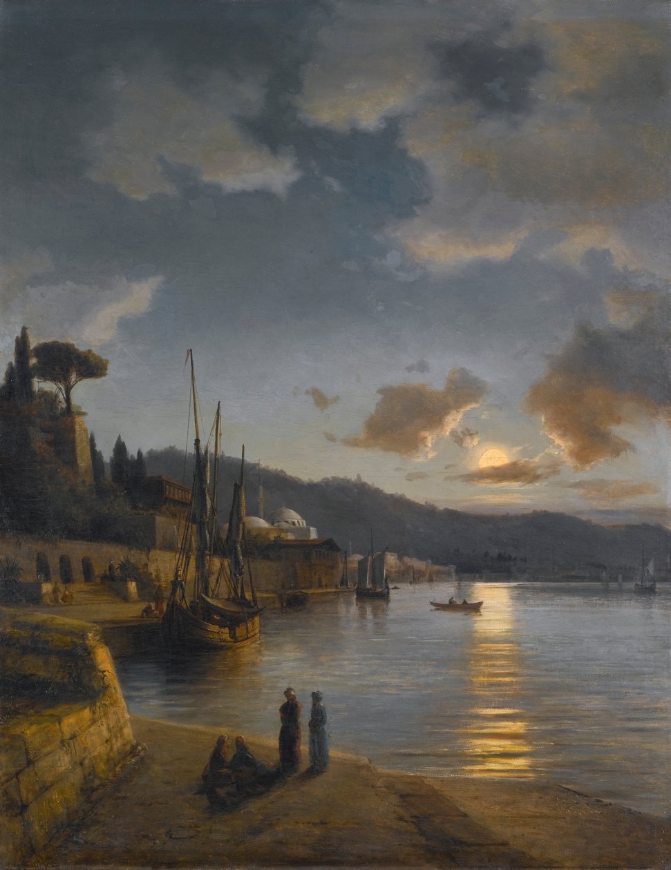 Un porto turco al chiaro di luna da Anton Melbye