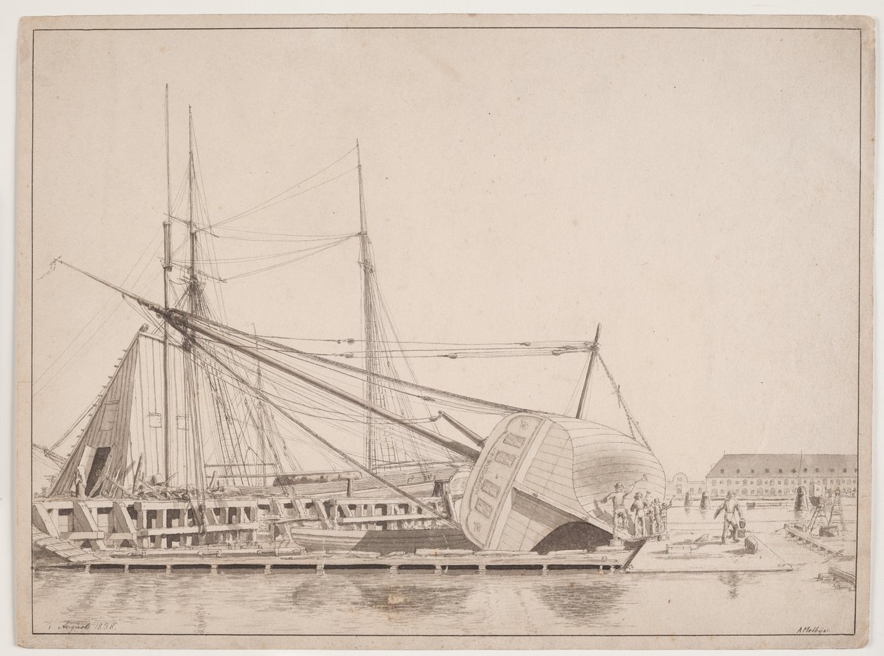 Presso un cantiere navale. Porto di Copenaghen da Anton Melbye