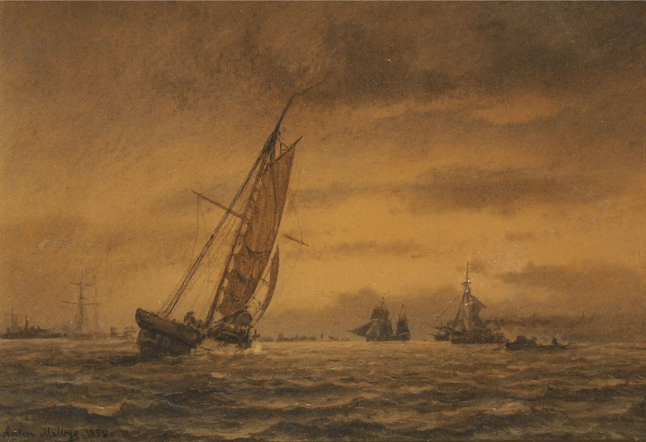 Numerosi velieri in mare da Anton Melbye
