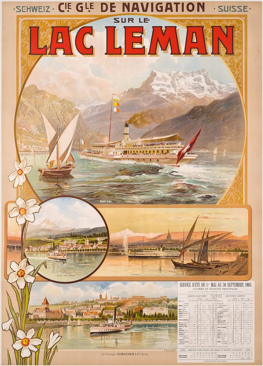 Poster pubblicitario del Lago Lemano (Lago di Ginevra), Svizzera da Anton Reckziegel