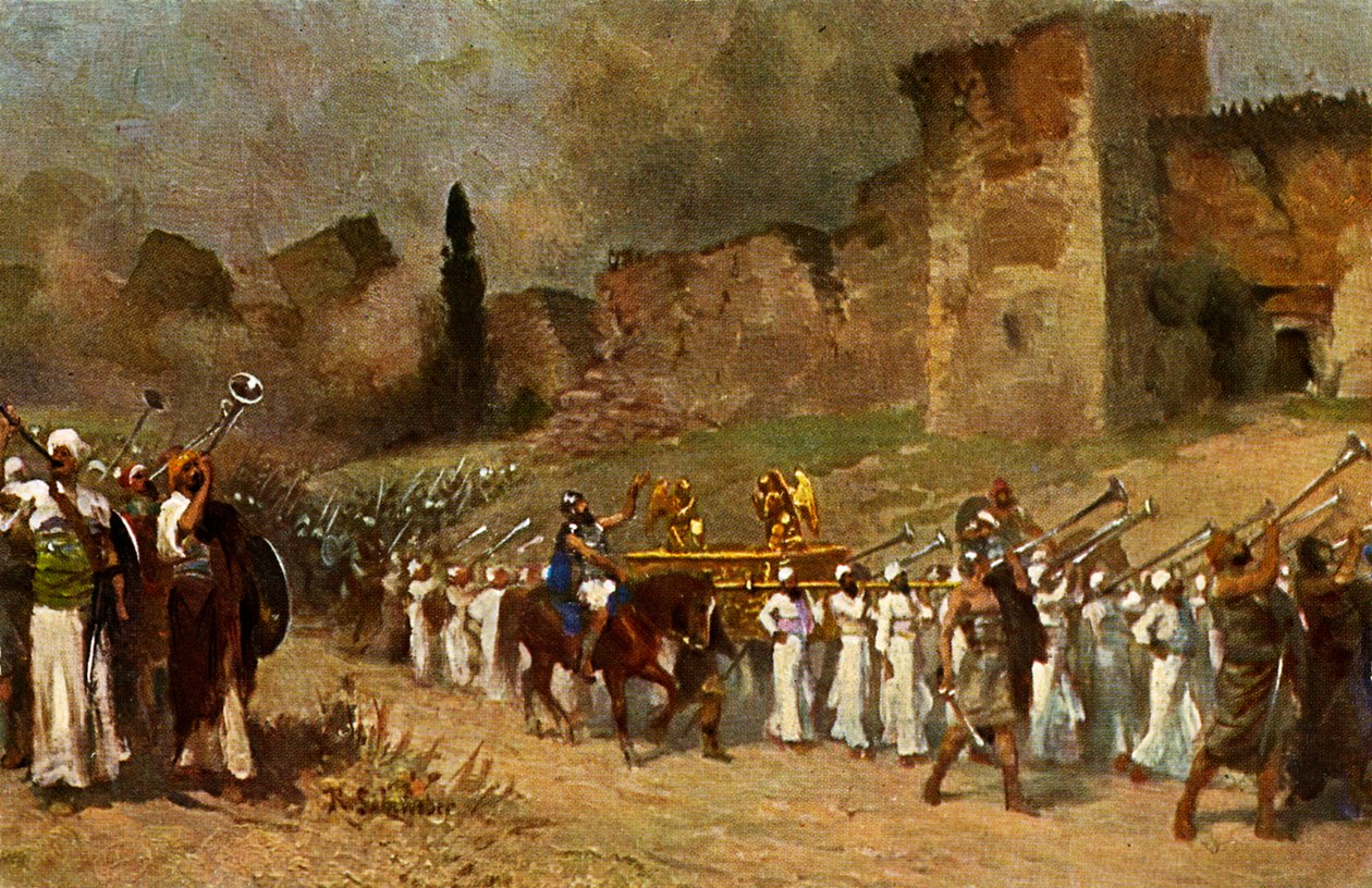 Distruzione delle mura di Gerico - Vecchio Testamento da Anton Robert (after) Leinweber