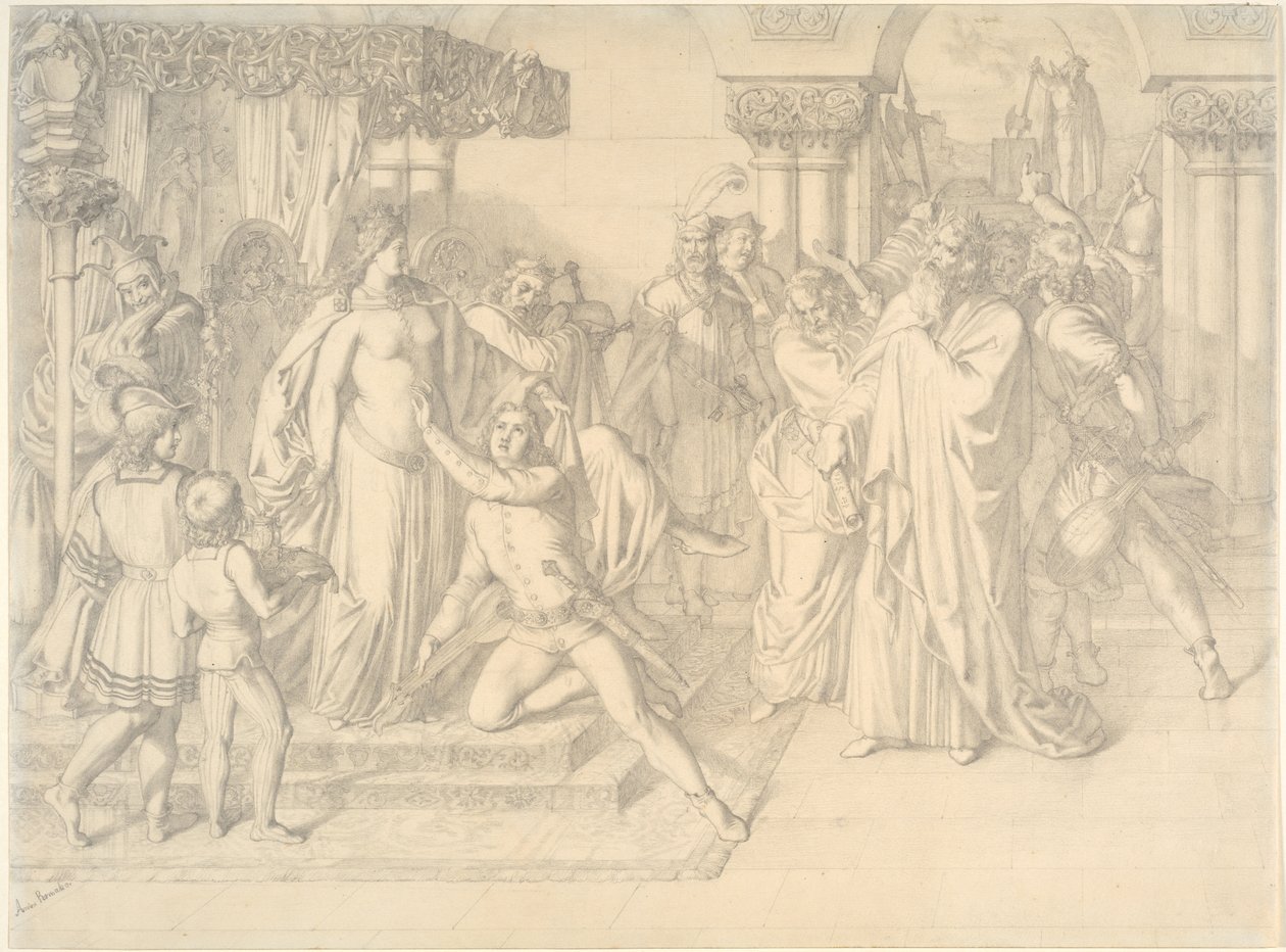 Concorso di cantanti al Wartburg, c. 1853 da Anton Romako