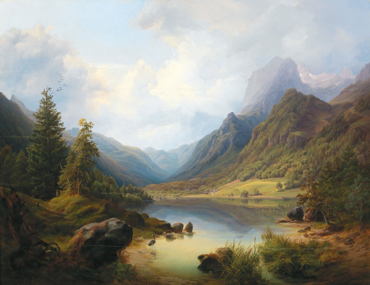 Vista sul lago Hintersee con la Reiteralm da Anton Schiffer