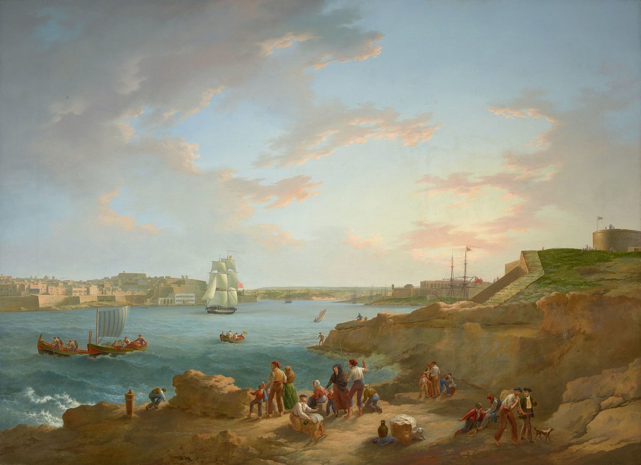 Attribuito ad Anton Schranz (1769-1839) - Porto di Malta - RCIN 406555 - Collezione Reale (restaurato) da Anton Schranz