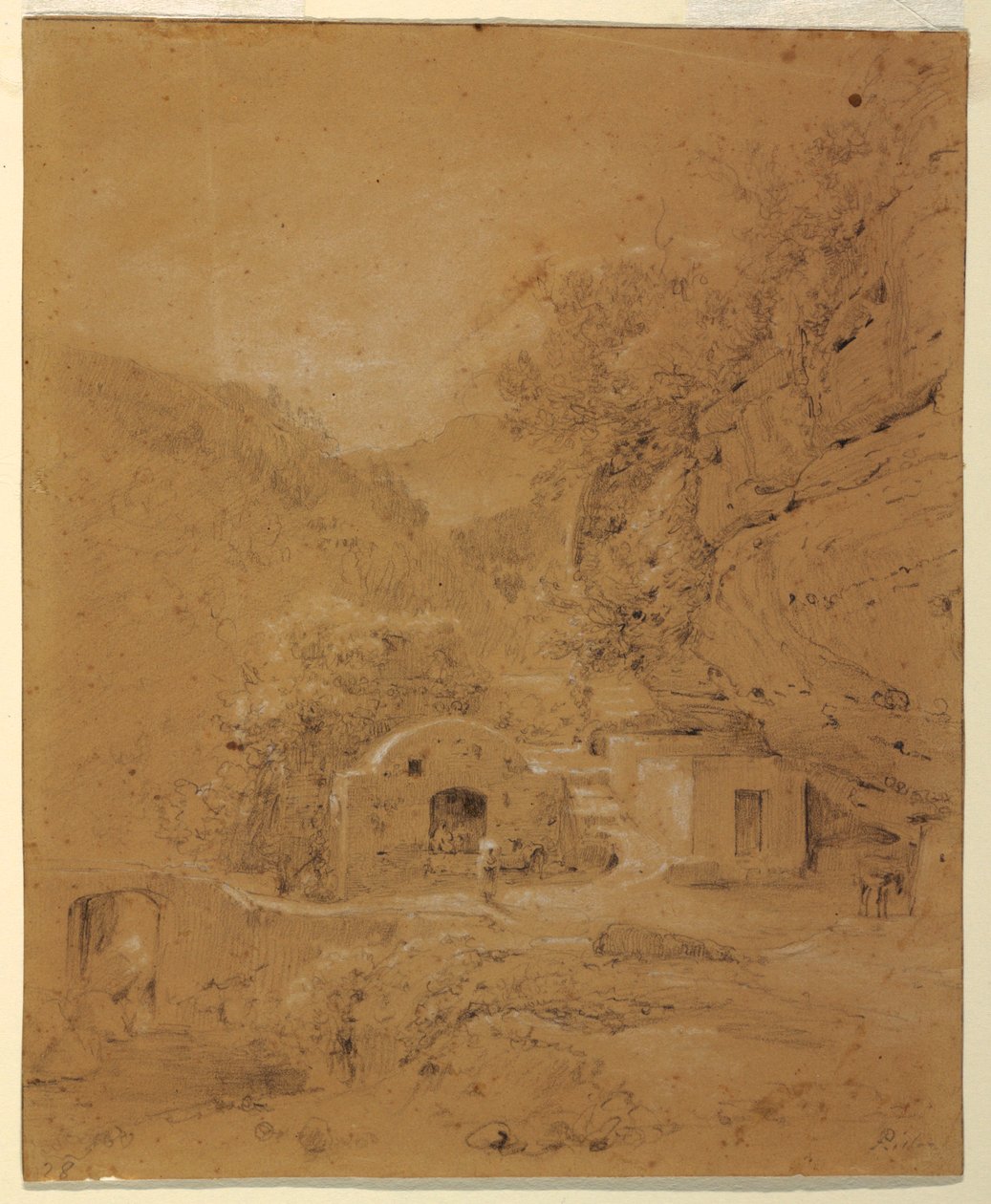 Disegno, Veduta di paesaggio tra Napoli e Salerno, 1820-30 da Anton Sminck Pitloo
