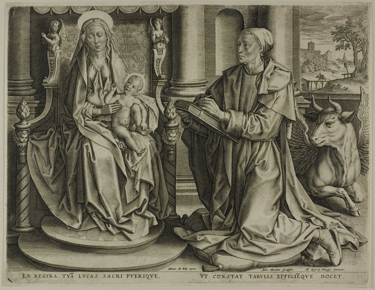 San Luca che dipinge la Vergine da Anton Wierix