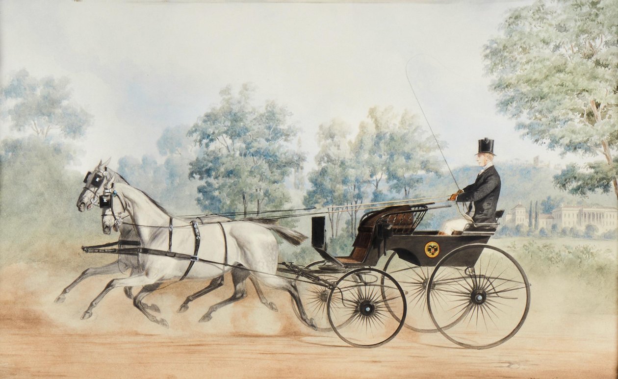 Il maestro di Anton Zampi in carrozza davanti a Weilburg e Rauheneck da Anton Zampis