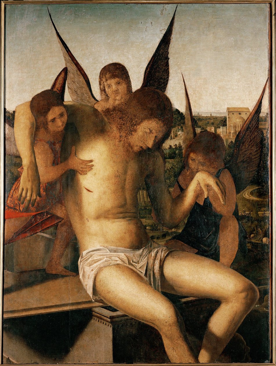 Pietà con tre angeli, 1475 circa (olio su tavola) da Antonello da Messina