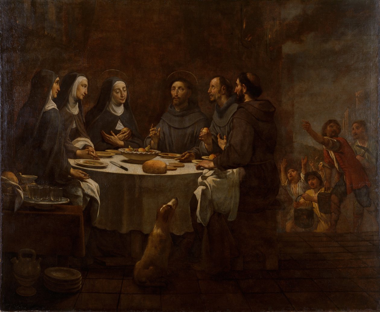 San Francesco e Santa Chiara a cena nel convento di San Damiano da Antoni Viladomat