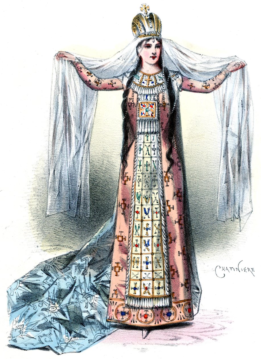 Massenet - Esclarmonde - Sibyl Sanderson, ruolo di Esclarmonde, prologo 1° tableau - Antonin-Marie Chatinière, 1889 da Antonin Marie Chatiniere