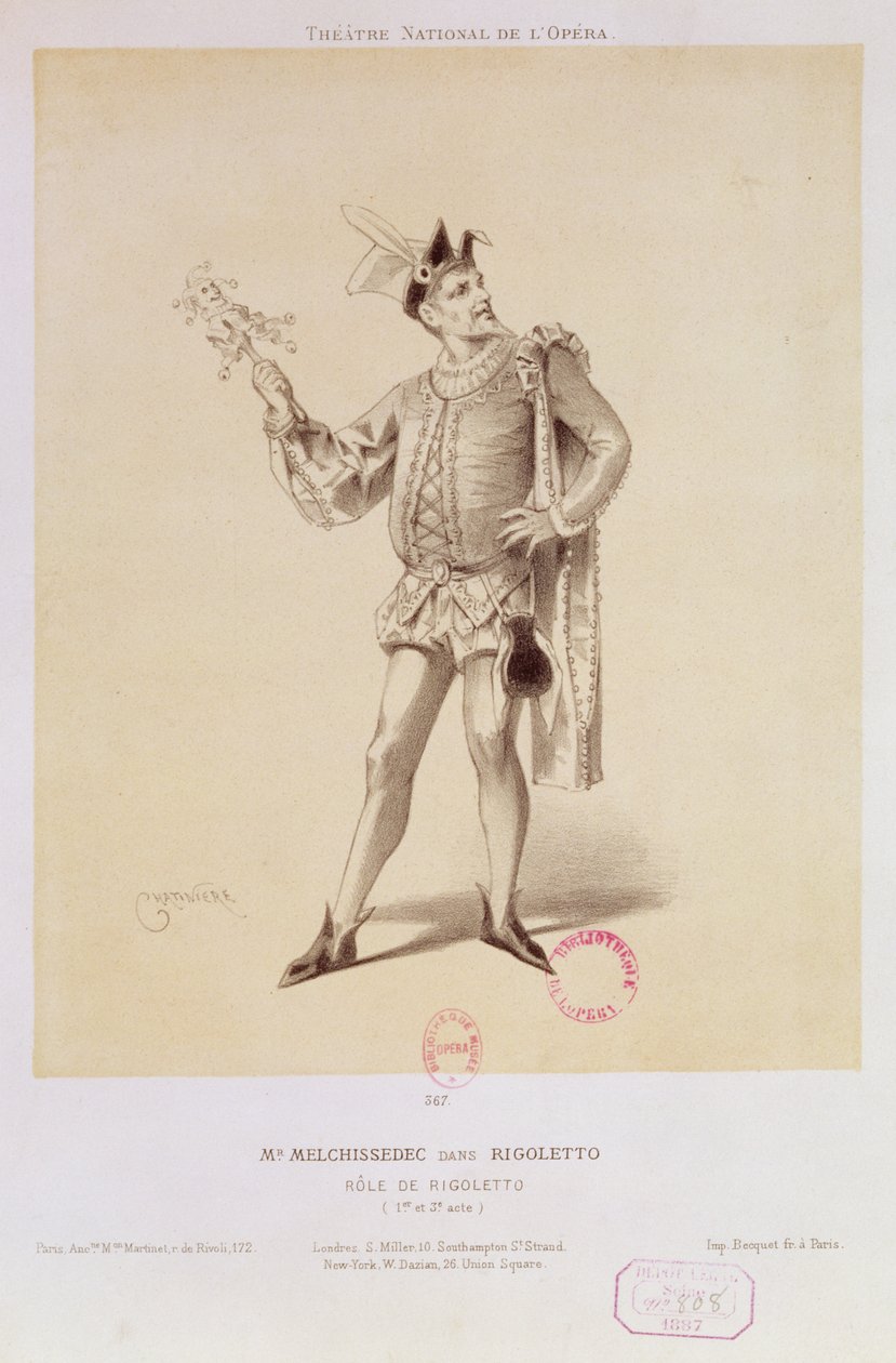 Ritratto di Mr. Melchissedec come Rigoletto in Rigoletto di Verdi da Antonin Marie Chatiniere