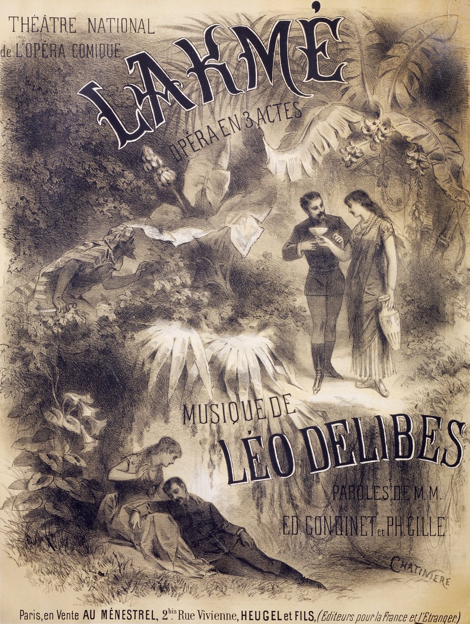 Poster per Lakmé, opera con libretto di Edmond Gondinet e Philippe Gille, musica di Léo Delibes, Théâtre National de l