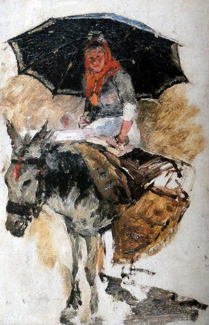 Donna a cavallo di un asinello da Antonio Carvalho Silva de Porto