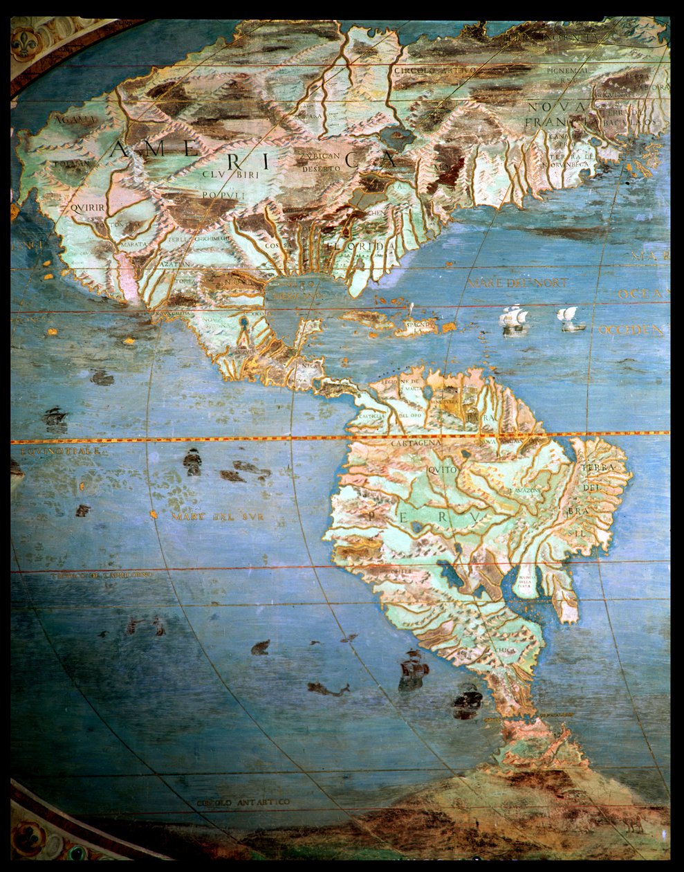 Mappa del Nord e Sud America, dalla 