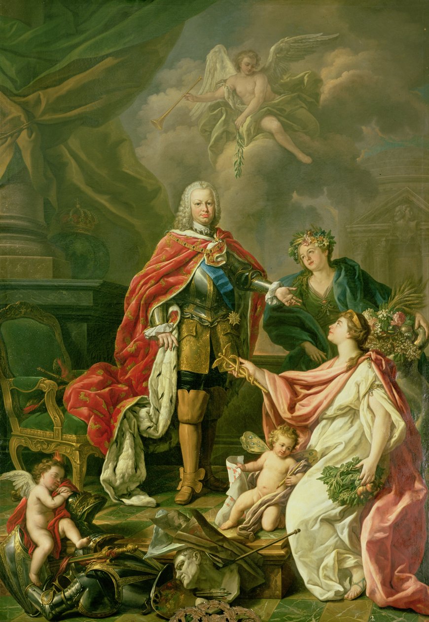 Ferdinando VI (1713-59) come Patrono delle Arti e delle Scienze, 1754 da Antonio Gonzalez Ruiz