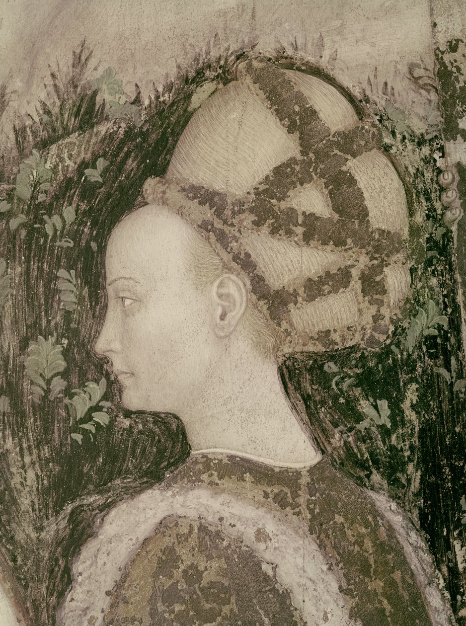 San Giorgio e la principessa di Trebisonda, dettaglio della testa della principessa, c.1433-38 da Antonio Pisanello