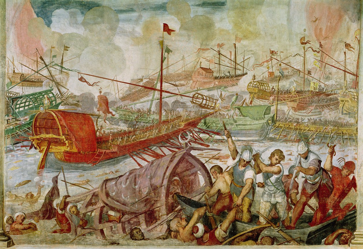 La battaglia di Lepanto, ottobre 1571, 1600 da Antonio Vassilacchi