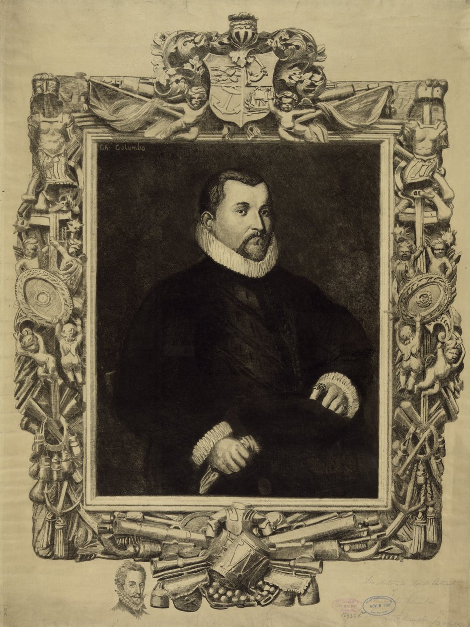 Cristoforo Colombo (1451-1506), c.1892 (litografia) da Antonio  Moroni