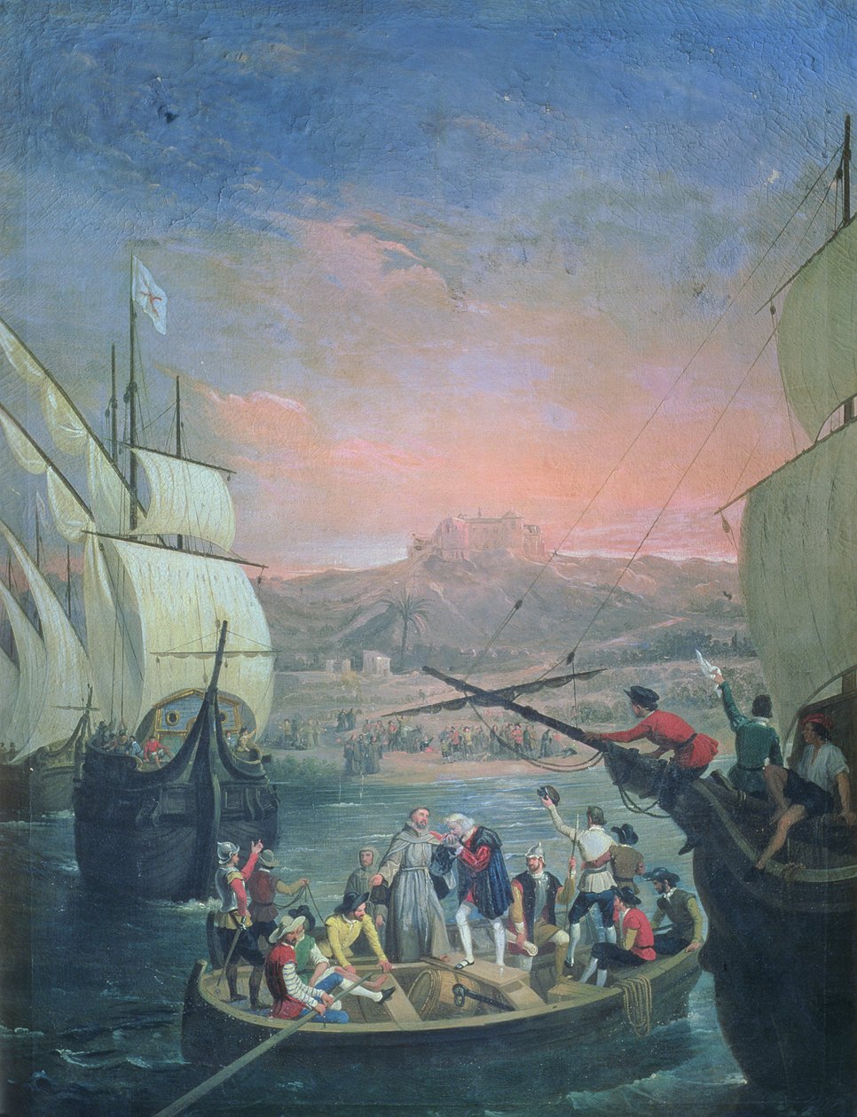 Partenza della Santa Maria, della Pinta e della Nina da Palos nel 1492 da Antonio Cabral Bejarano