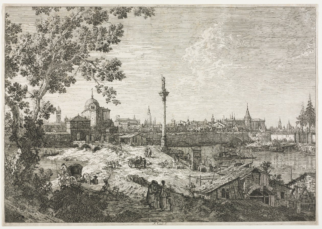 Panorama di una città su un fiume da Antonio Canaletto