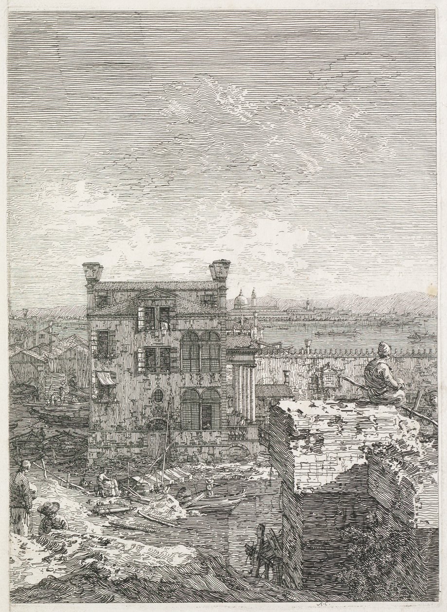 Vedute: Una casa circondata da sei colonne da Antonio Canaletto