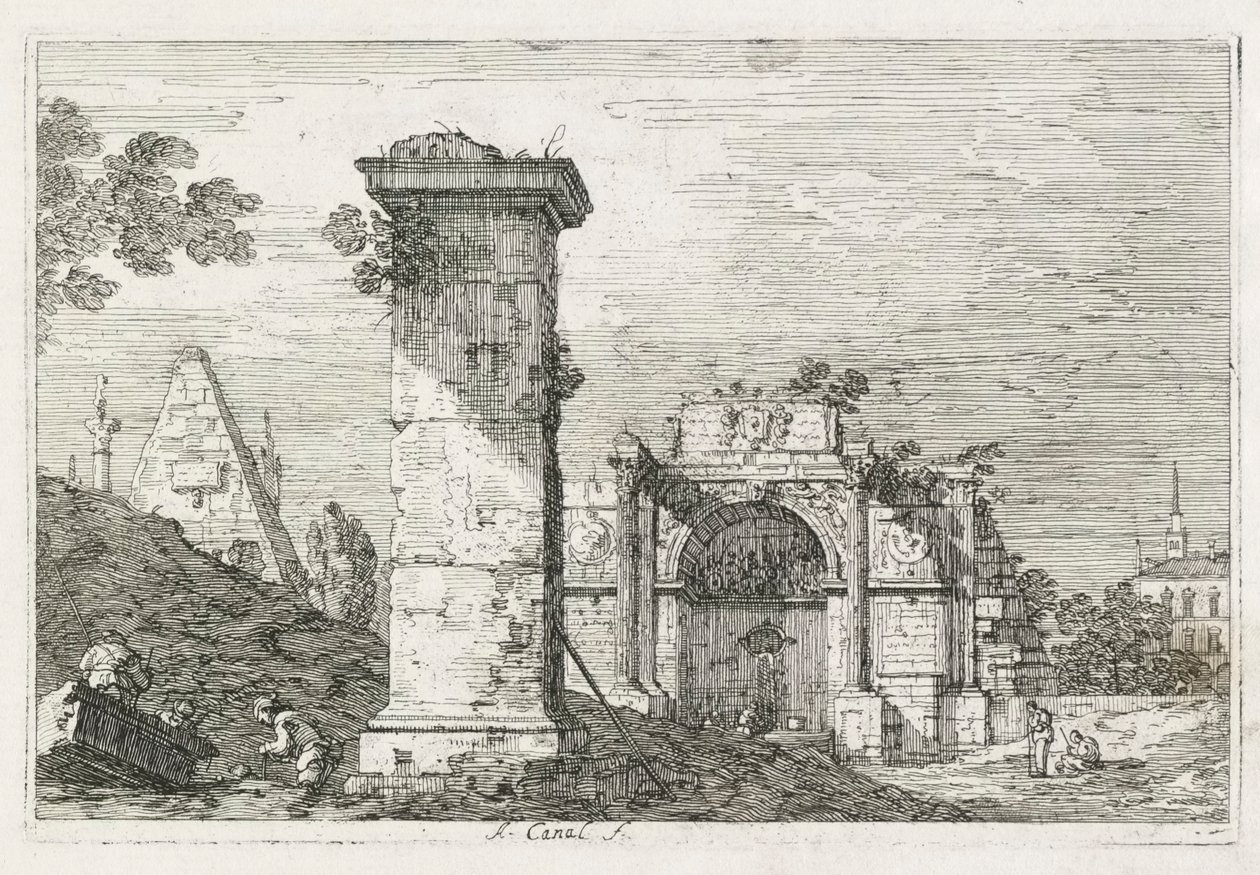 Vedute: Le Pilier isolé, 1735-1746 da Giovanni Antonio Canal
