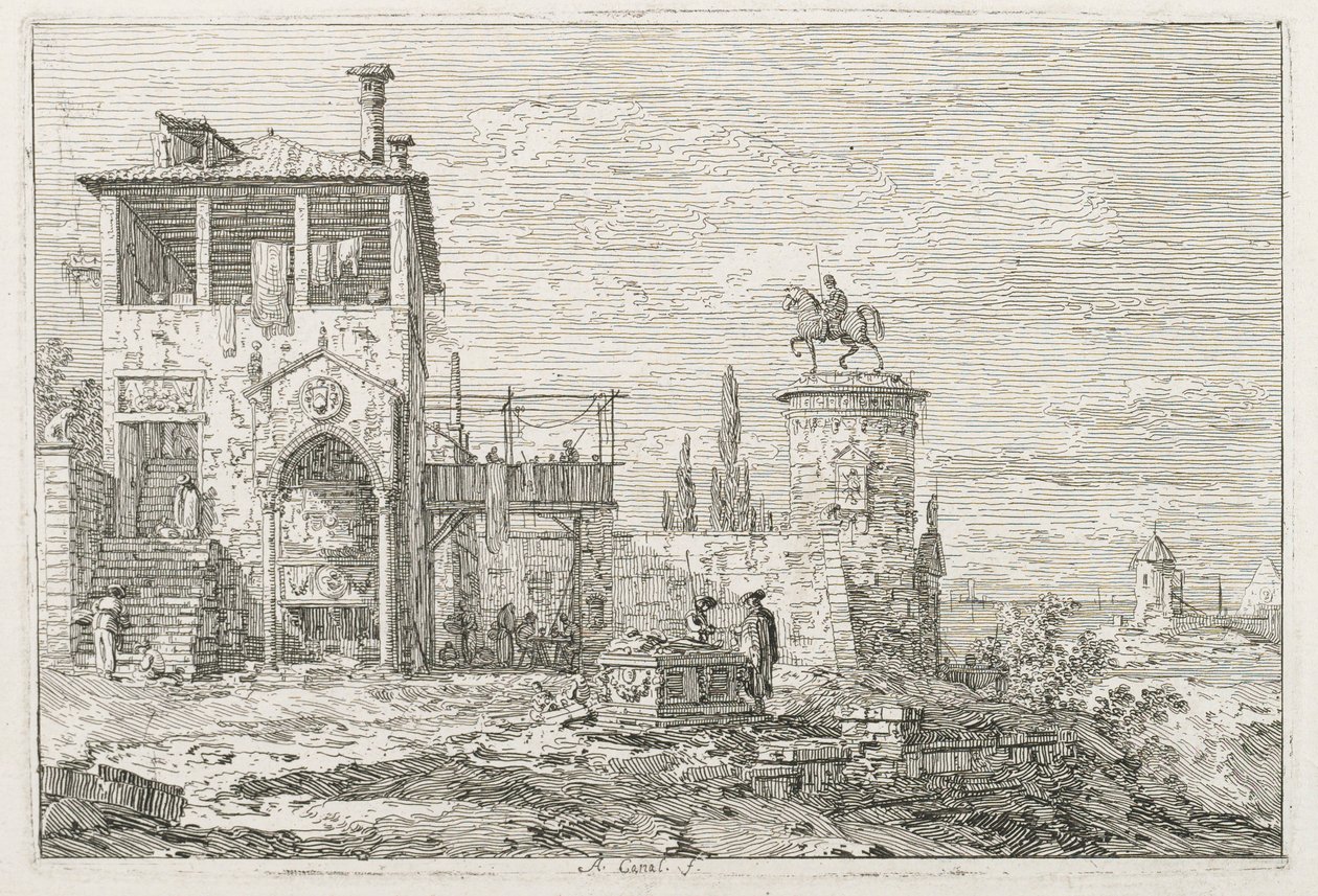 Vedute: Il monumento equestre, 1735-1746 da Giovanni Antonio Canal