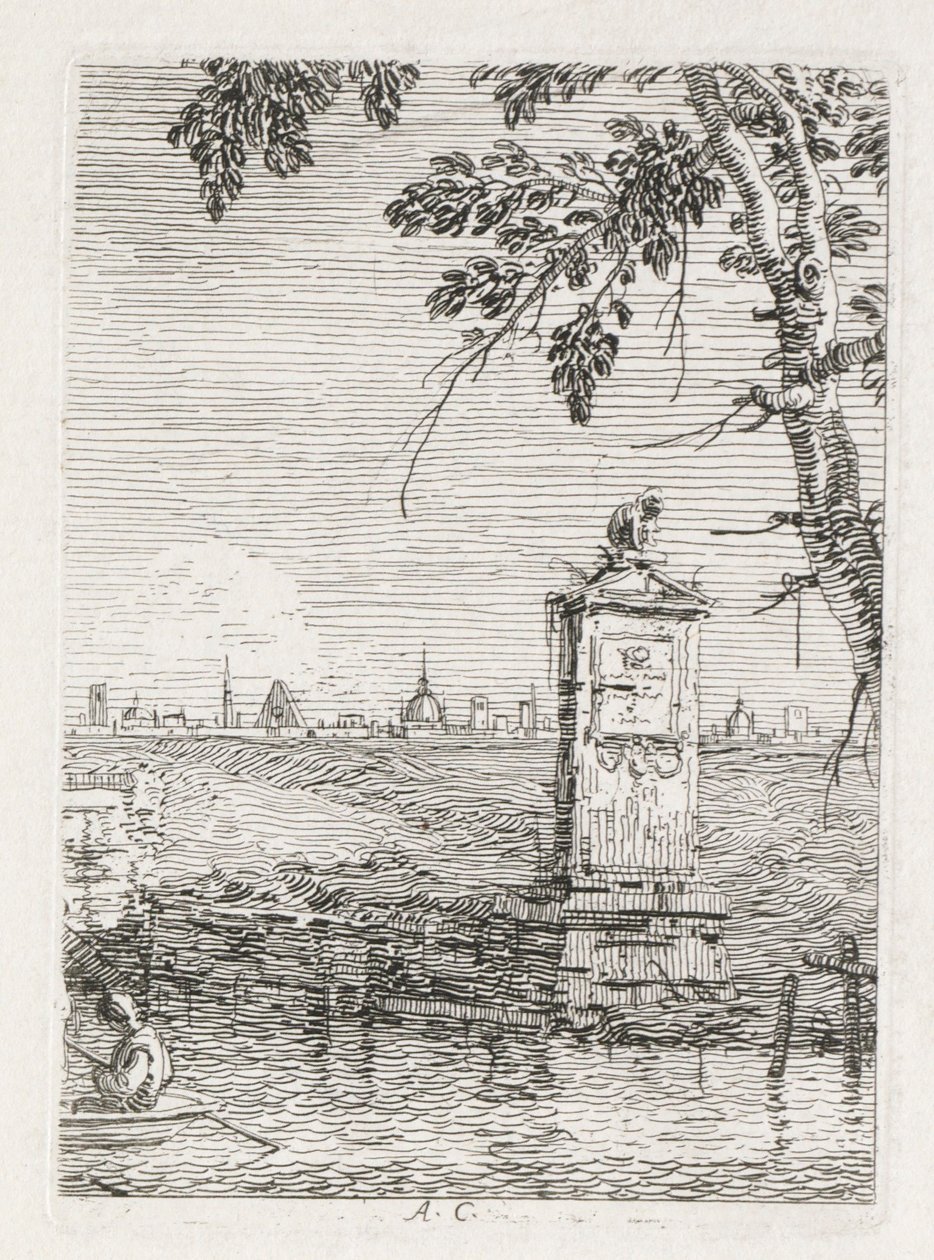 Vedute: Il piccolo monumento sotto un albero da Giovanni Antonio Canal