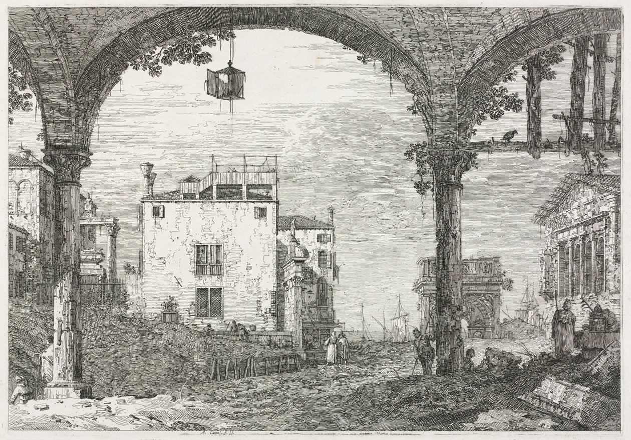 Vedute: Il portico con la lanterna, 1735-1746 da Giovanni Antonio Canal