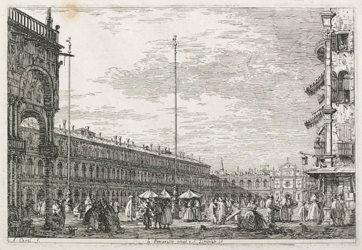 Vedute: Il Palazzo dei Procuratori e la Chiesa di San Geminiano, Venezia da Giovanni Antonio Canal