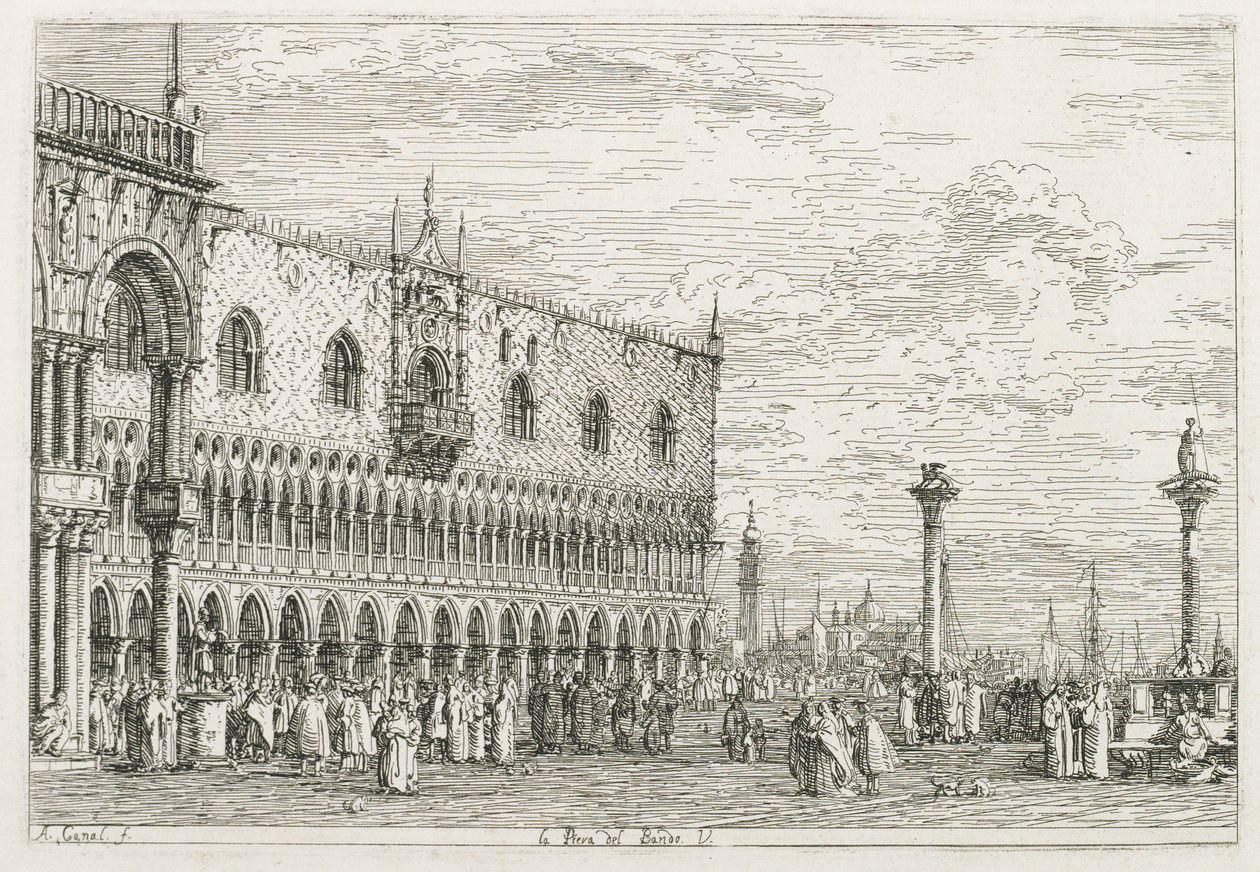 Vedute: La pietra della proclamazione a Venezia da Antonio Canaletto