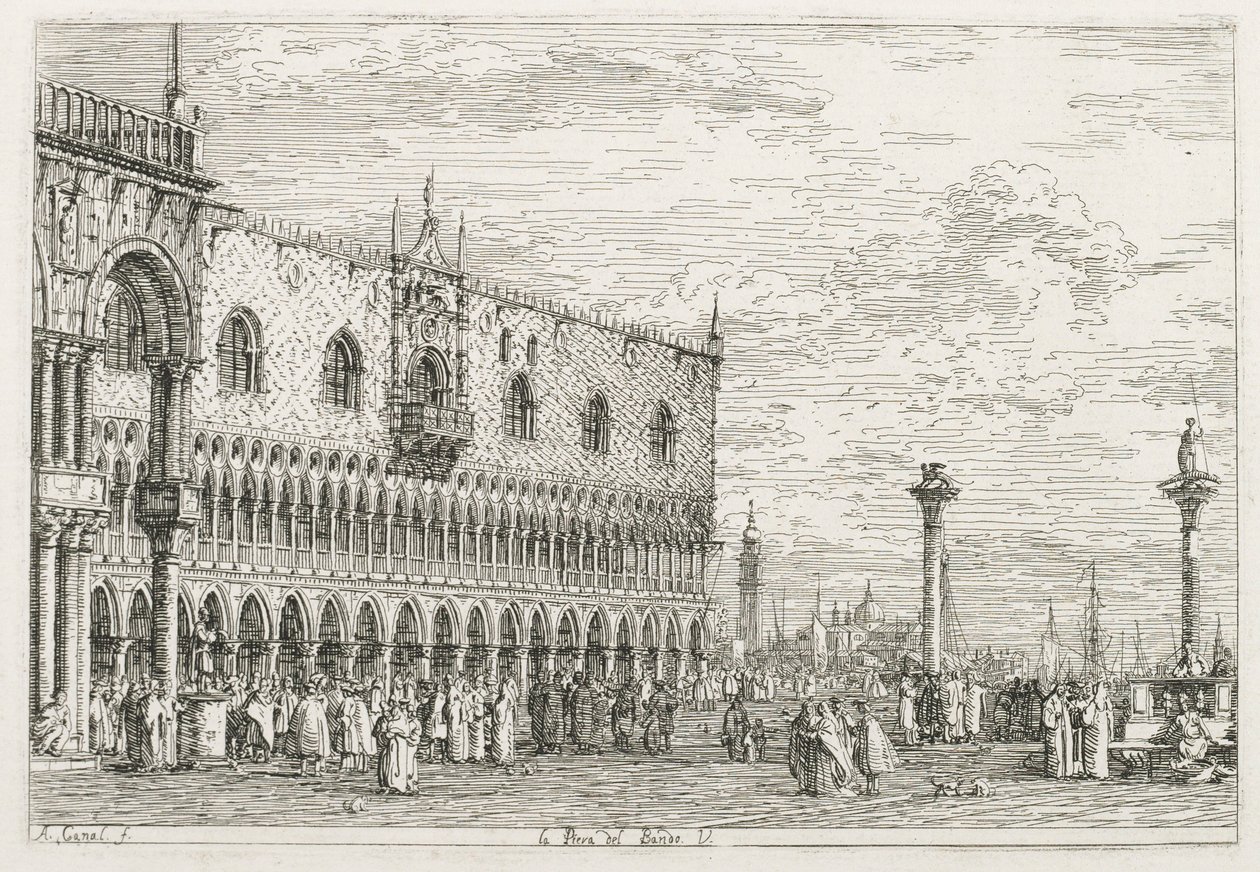 Vedute: La pietra della proclamazione a Venezia, 1735-1746 da Giovanni Antonio Canal