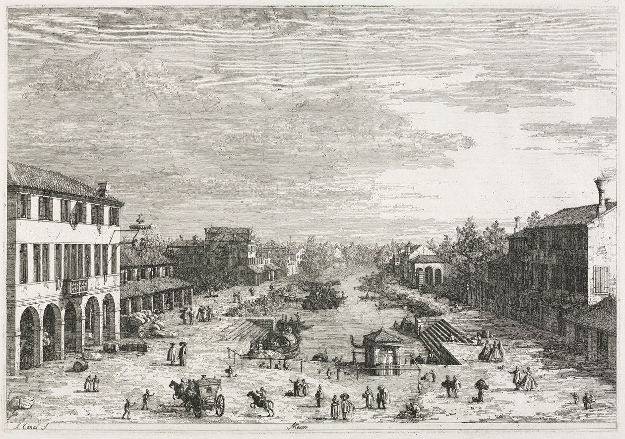 Vedute: Vedute di Mestre, una città nella provincia di Venezia da Antonio Canaletto