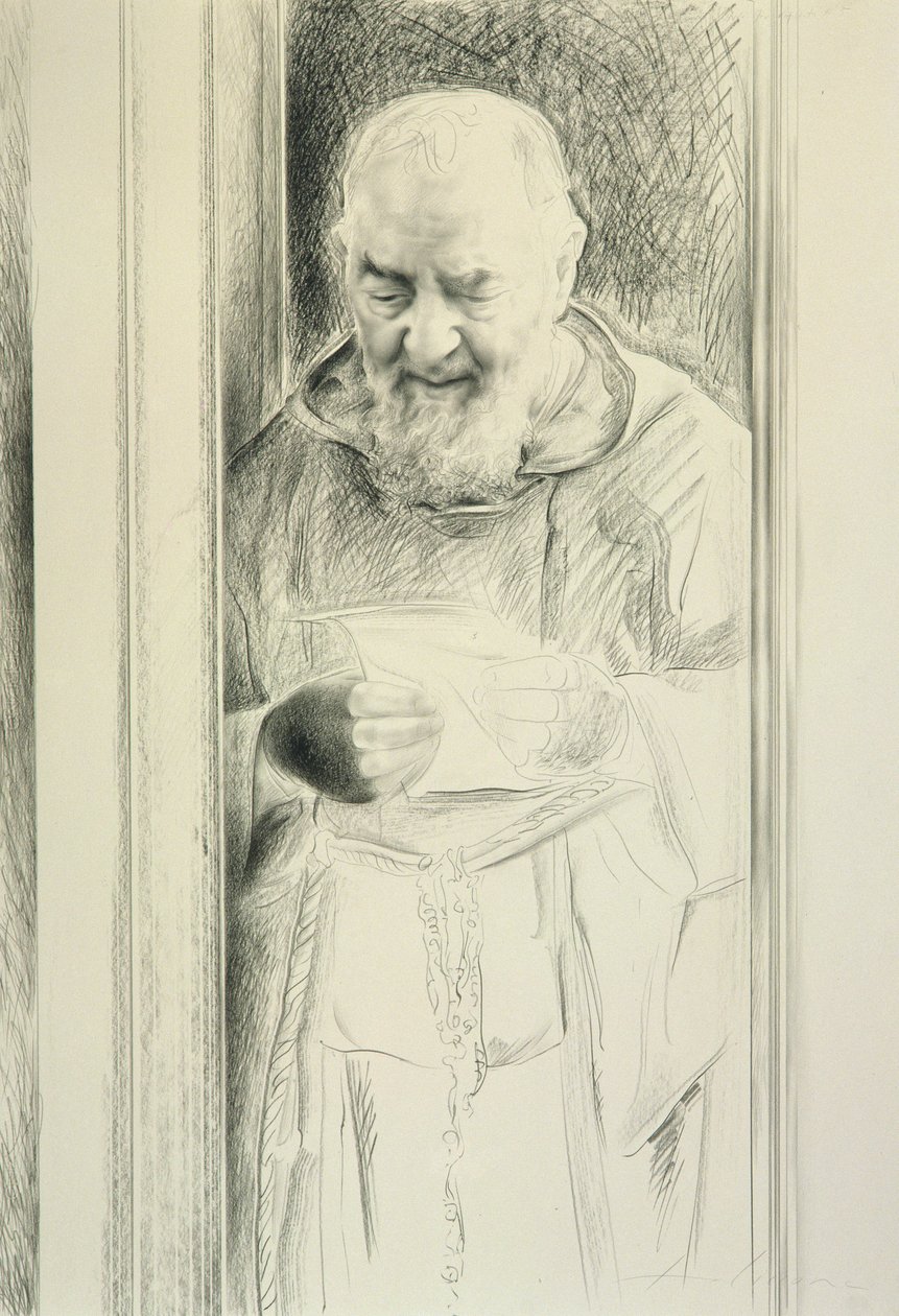 Padre Pio che Legge, 1988-89 da Antonio Ciccone
