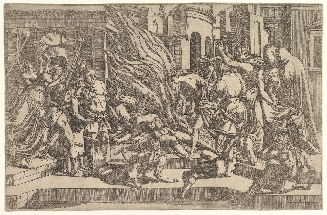 Cremazione di un cadavere, ca. 1543 da Antonio Fantuzzi