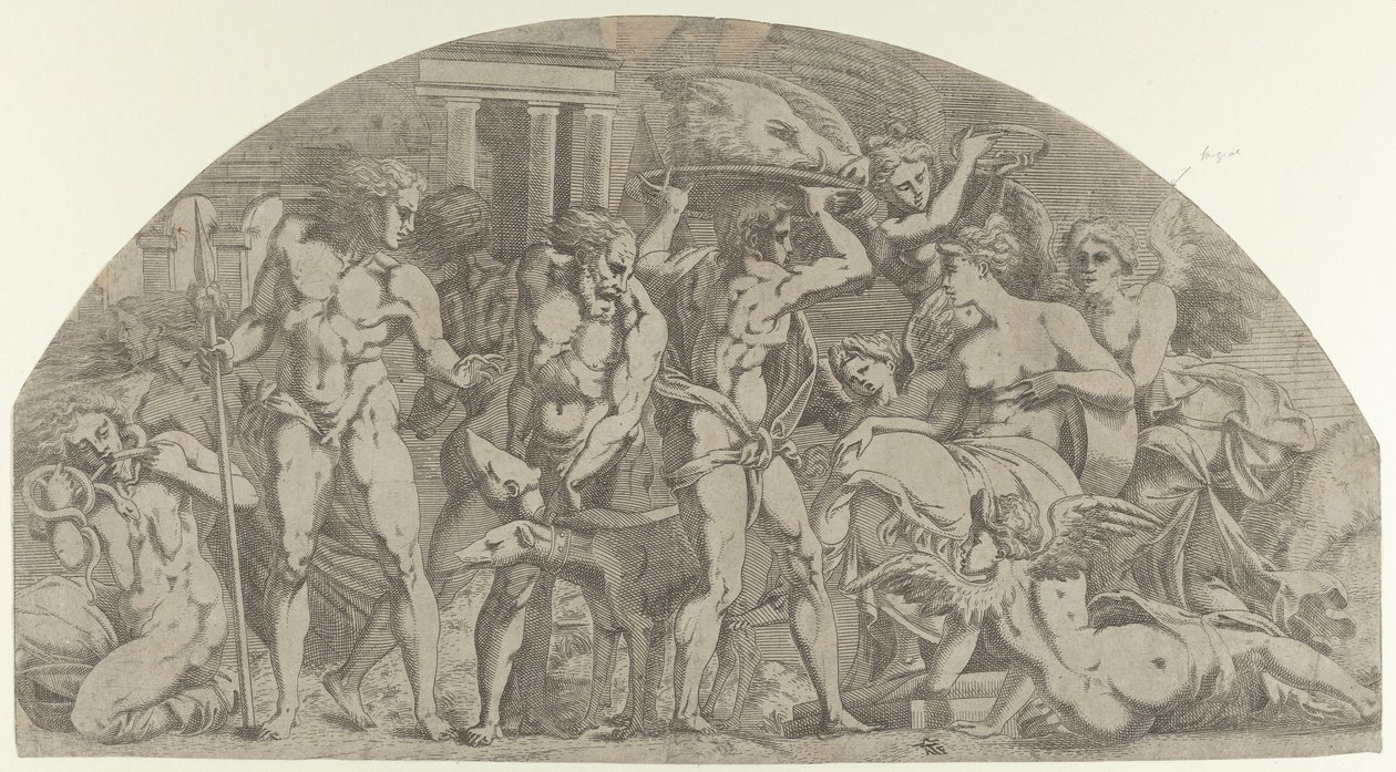 Meleagro porta la testa del cinghiale ad Atalanta, 1540-45 da Antonio Fantuzzi