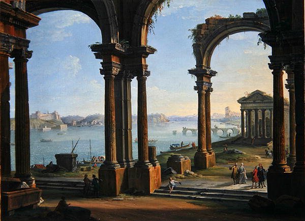 Scena del Porto attraverso Archi in Rovina da Antonio Joli