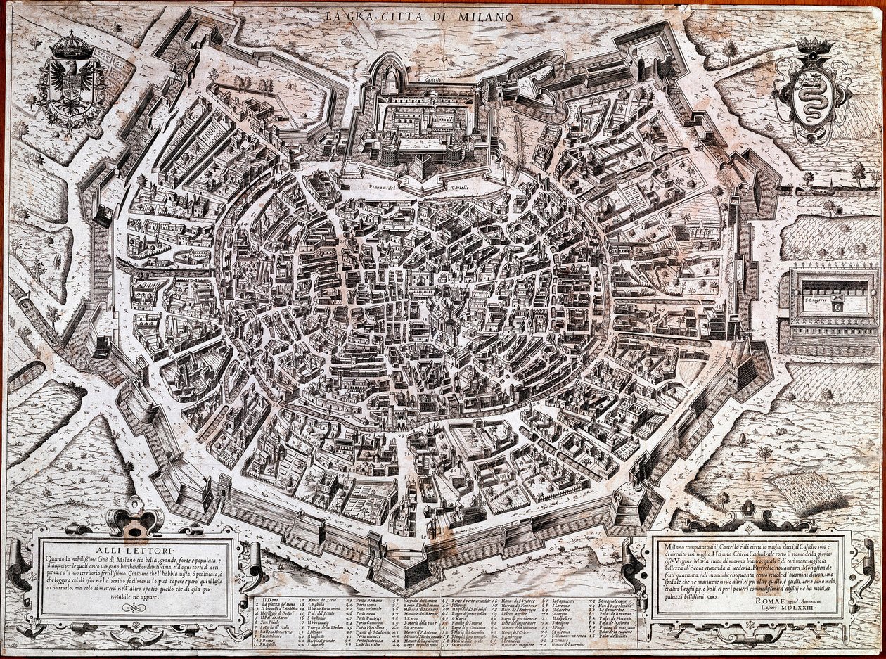 Mappa della città di Milano, edita da Antonio Lafreri nel 1573 da Antonio Lafreri