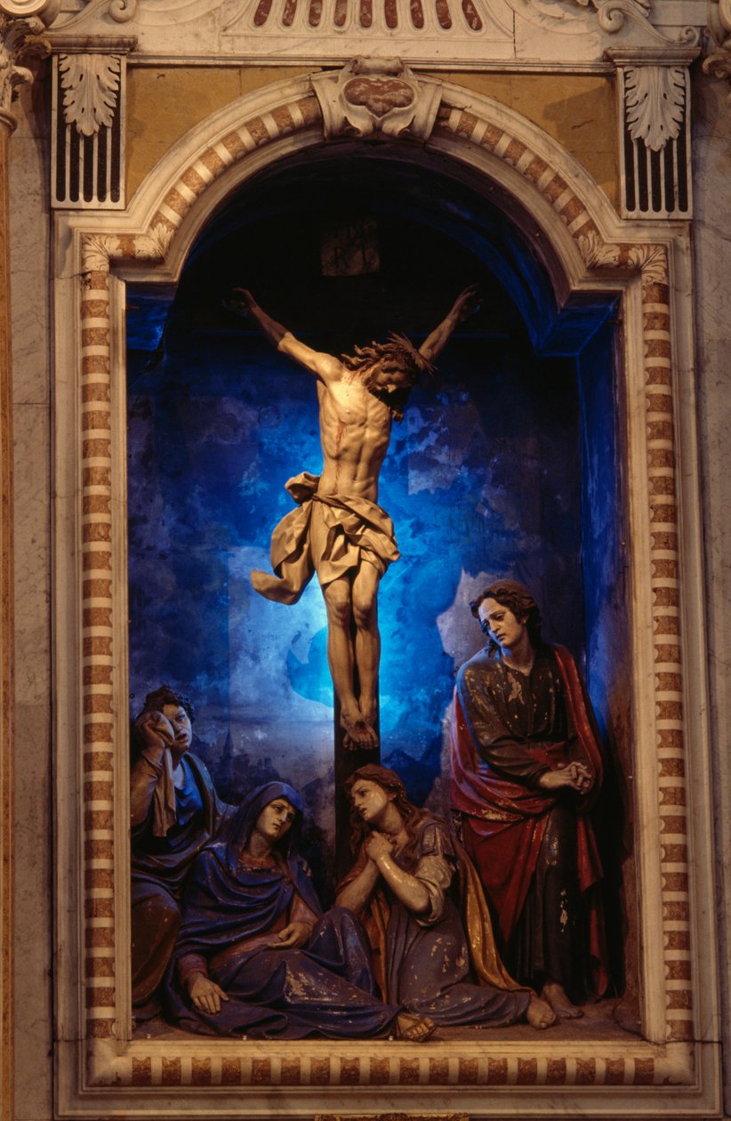 Crocifissione, di Anton Maria Maragliano (1664-1739), Cappella del Crocifisso, Santuario di Nostra Signora dell