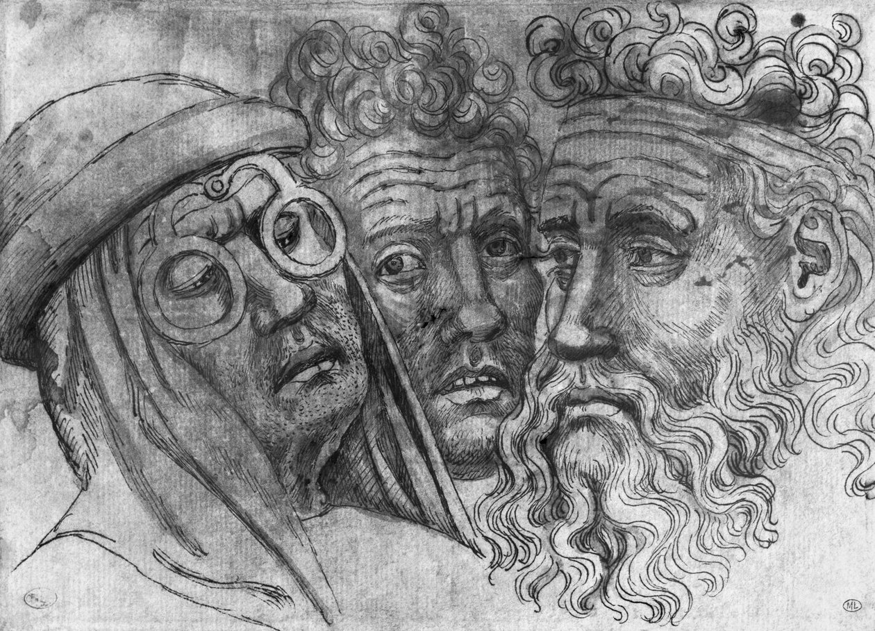 Teste di tre uomini, dal The Vallardi Album da Antonio Pisanello