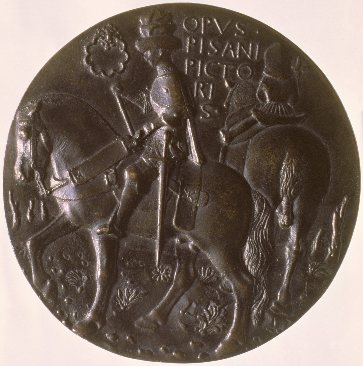 Medaglia ritratto, retro raffigurante Gianfrancesco Gonzaga a cavallo da Antonio Pisanello