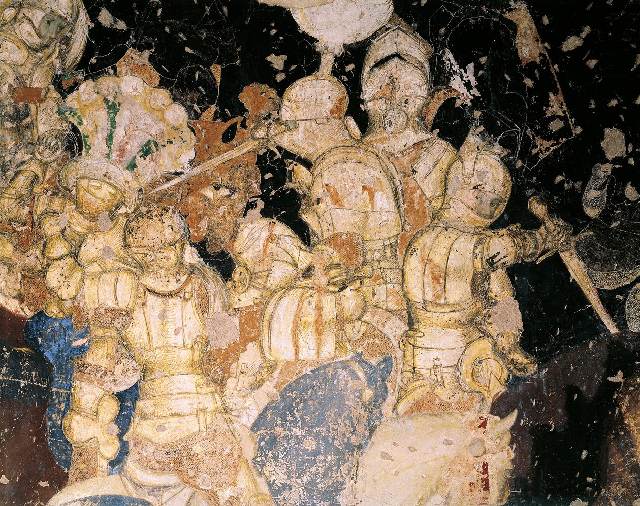 Torneo-Battaglia di Louvezerp, di Antonio Pisano noto come Pisanello (pre-1395-ca 1455), affresco (dettaglio) da Antonio Pisanello