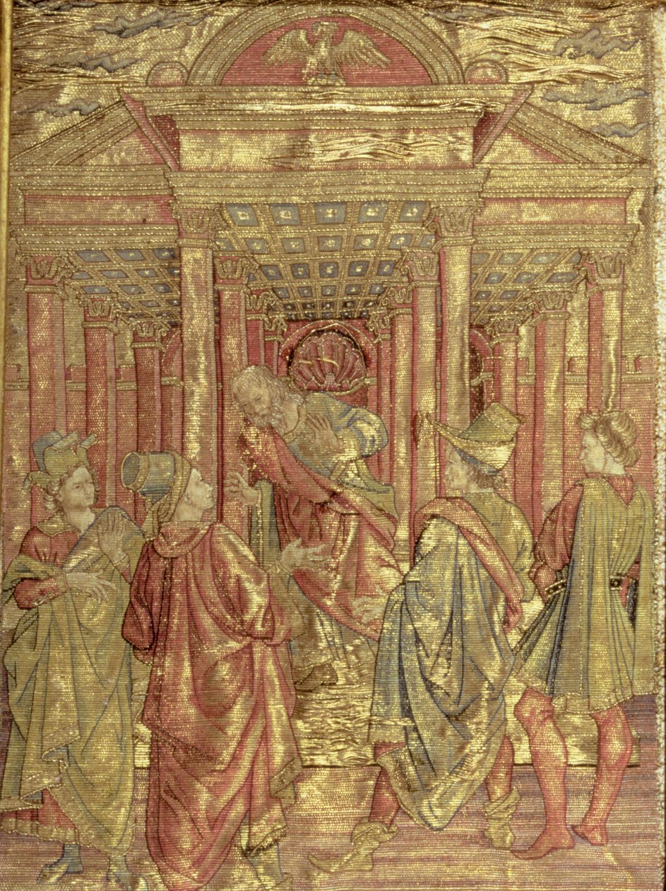 Zaccaria lascia il Tempio, arazzo che raffigura scene della vita di San Giovanni Battista (tessuto) da Antonio Pollaiuolo