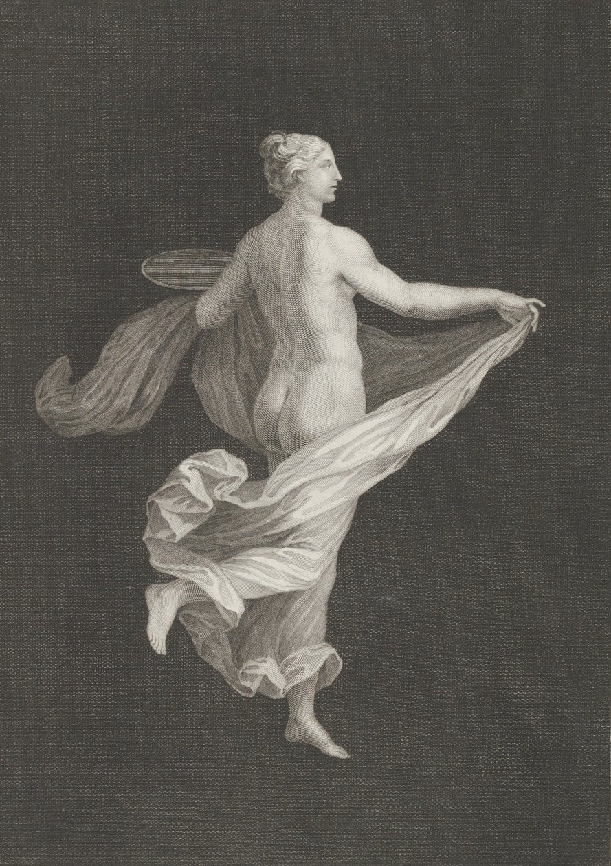 Una baccante parzialmente nuda vista da dietro, rivolta a destra e tenendo un ovale, ca. 1795-ca. 1820 da Antonio Ricciani