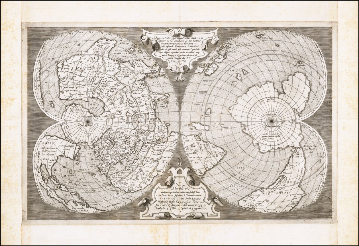 Carta del mondo a doppio cordiforme, di Antonio Salamanca da Antonio Salamanca